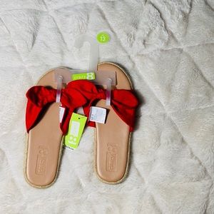 Kids Red Slip On Sandals